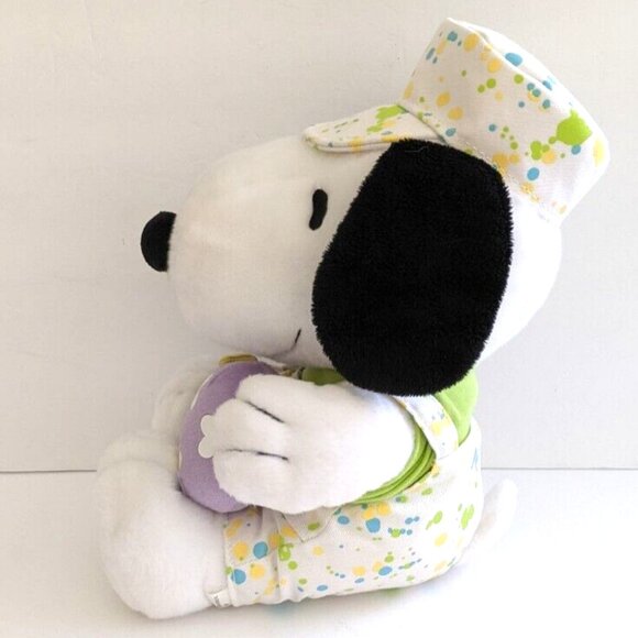 Hallmark Snoopy in Painters Outfit with Paintbrush & Eggs stuffed animal plush - Picture 2 of 5
